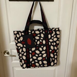 Lulu Guinness Black and Red Patterned Tote